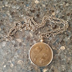 VTG Pisces medallion with chain.1960s